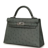 Hermes Kelly Sellier 20 Vert Amande Ostrich Palladium Hardware