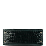 Pre-owned Hermes Kelly Sellier 28 Vert Cypres Shiny Niloticus Crocodile Gold Hardware