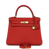 Hermes Kelly Retourne 28 Geranium Togo Gold Hardware