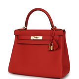 Hermes Kelly Retourne 28 Geranium Togo Gold Hardware