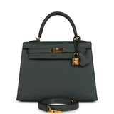 Pre-owned Hermes Kelly Sellier 25 Bleu Orage Epsom Gold Hardware - Thumbnail View 1