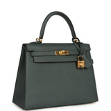 Pre-owned Hermes Kelly Sellier 25 Bleu Orage Epsom Gold Hardware - Thumbnail View 2