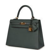Pre-owned Hermes Kelly Sellier 25 Bleu Orage Epsom Gold Hardware - Thumbnail View 5