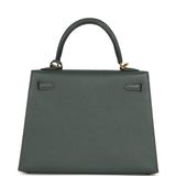 Pre-owned Hermes Kelly Sellier 25 Bleu Orage Epsom Gold Hardware - Thumbnail View 4