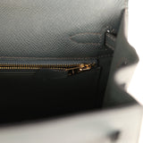 Pre-owned Hermes Kelly Sellier 25 Bleu Orage Epsom Gold Hardware - Thumbnail View 9