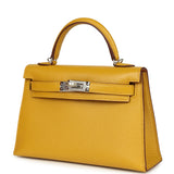 Hermes Kelly Sellier 20 Jaune Ambre Verso Chèvre Mysore Palladium Hardware