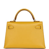 Hermes Kelly Sellier 20 Jaune Ambre Verso Chèvre Mysore Palladium Hardware