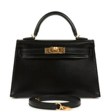 Hermes Kelly Sellier 20 Black Box Gold Hardware