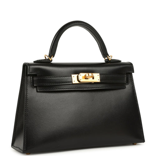 Hermes Kelly Sellier 20 Black Box Gold Hardware