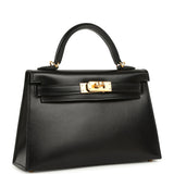 Hermes Kelly Sellier 20 Black Box Gold Hardware