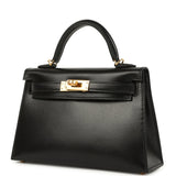 Hermes Kelly Sellier 20 Black Box Gold Hardware