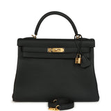 Hermes Kelly Retourne 32 Black Togo Gold Hardware