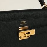 Hermes Kelly Retourne 32 Black Togo Gold Hardware