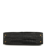 Pre-owned Hermes Kelly Sellier 20 Black Matte Alligator Gold Hardware