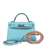 Hermes Kelly Sellier 20 Celeste Epsom Palladium Hardware