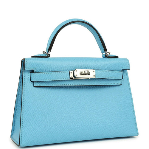 Hermes Kelly Sellier 20 Celeste Epsom Palladium Hardware