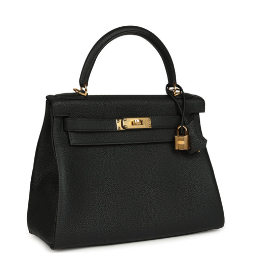Hermes Kelly Retourne 28 Black Togo Gold Hardware