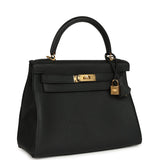 Hermes Kelly Retourne 28 Black Togo Gold Hardware
