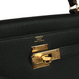 Hermes Kelly Retourne 28 Black Togo Gold Hardware