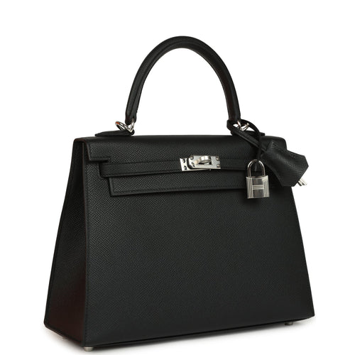 Hermes Kelly Sellier 25 Black Epsom Palladium Hardware