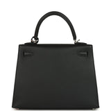 Hermes Kelly Sellier 25 Black Epsom Palladium Hardware