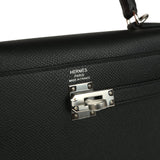 Hermes Kelly Sellier 25 Black Epsom Palladium Hardware