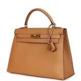 Vintage Hermes Sellier Kelly 32 Naturel Courchevel Gold Hardware