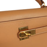 Vintage Hermes Sellier Kelly 32 Naturel Courchevel Gold Hardware