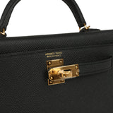 Hermes Kelly Sellier 20 Black Epsom Gold Hardware