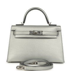 Hermes Kelly Sellier 20 Argent Chevre Chamkilight Palladium Hardware