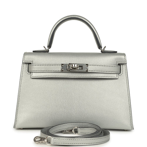 Hermes Kelly Sellier 20 Argent Chevre Chamkilight Palladium Hardware