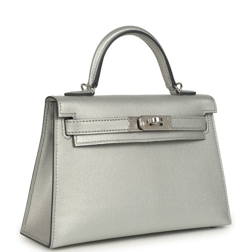 Hermes Kelly Sellier 20 Argent Chevre Chamkilight Palladium Hardware