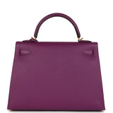 Pre-owned Hermes Kelly Sellier 32 Anemone Epsom Gold Hardware