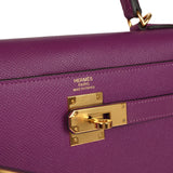 Pre-owned Hermes Kelly Sellier 32 Anemone Epsom Gold Hardware