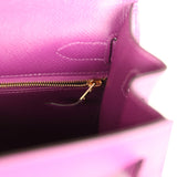 Pre-owned Hermes Kelly Sellier 32 Anemone Epsom Gold Hardware