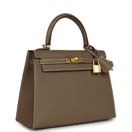 Hermes Kelly Sellier 25 Etoupe Epsom Gold Hardware