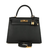 Hermes Kelly Sellier 28 Black Epsom Gold Hardware - Thumbnail View 1