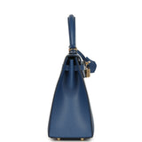 Hermes Kelly Sellier 25 Bleu Tie Madame Permabrass Hardware