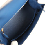 Hermes Kelly Sellier 25 Bleu Tie Madame Permabrass Hardware