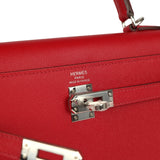 Hermes Kelly Sellier 25 Rouge Piment Verso Madame Palladium Hardware