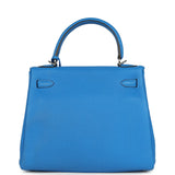 Pre-owned Hermes Kelly Retourne 25 Bleu France Togo Palladium Hardware