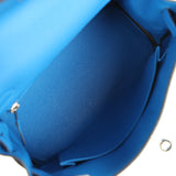 Pre-owned Hermes Kelly Retourne 25 Bleu France Togo Palladium Hardware