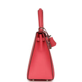 Pre-owned Hermes Kelly Sellier 25 Rose Lipstick Chevre Mysore Palladium Hardware