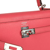 Pre-owned Hermes Kelly Sellier 25 Rose Lipstick Chevre Mysore Palladium Hardware