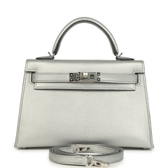 Hermes Kelly Sellier 20 Argent Chevre Chamkilight Palladium Hardware