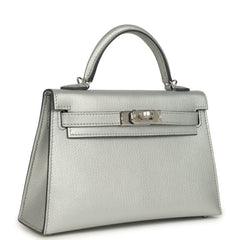 Hermes Kelly Sellier 20 Argent Chevre Chamkilight Palladium Hardware