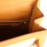 Pre-owned Hermes Kelly Sellier 28 Beige & Ecru Toile H Canvas and Sesame Swift Palladium Hardware