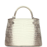 Pre-owned Hermes Kelly Retourne 28 Himalaya Matte Niloticus Crocodile Palladium Hardware