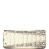 Pre-owned Hermes Kelly Retourne 28 Himalaya Matte Niloticus Crocodile Palladium Hardware