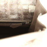 Pre-owned Hermes Kelly Retourne 28 Himalaya Matte Niloticus Crocodile Palladium Hardware